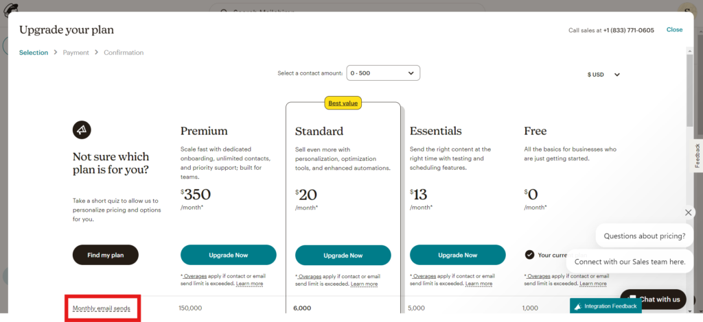 Mailchimp's pricing plans