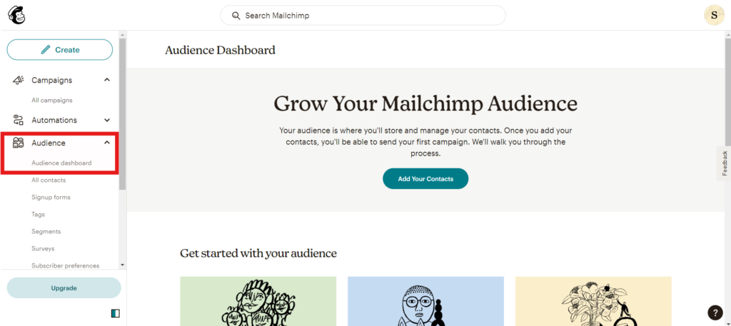 mailchimp audience management dashboard