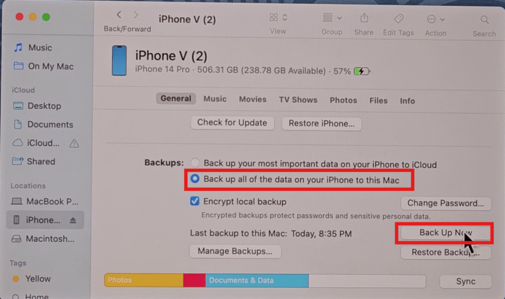 Backup iPhone to Mac