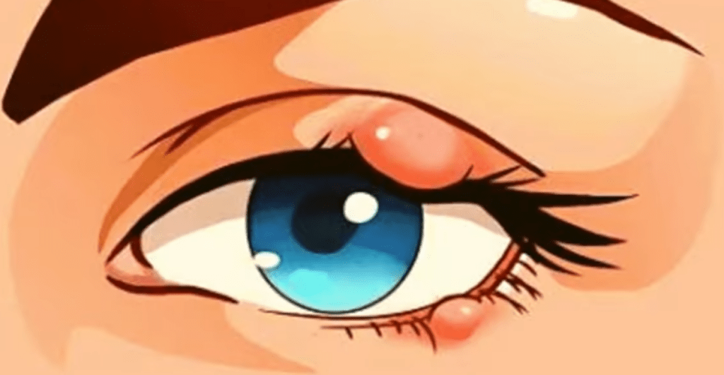 Showing styes on both upper and lower ends of the eye