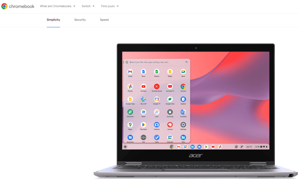 Chromebook OS interface